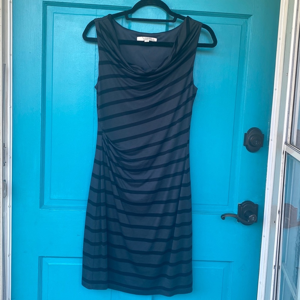 Ann Taylor Loft black and grey striped dress size S